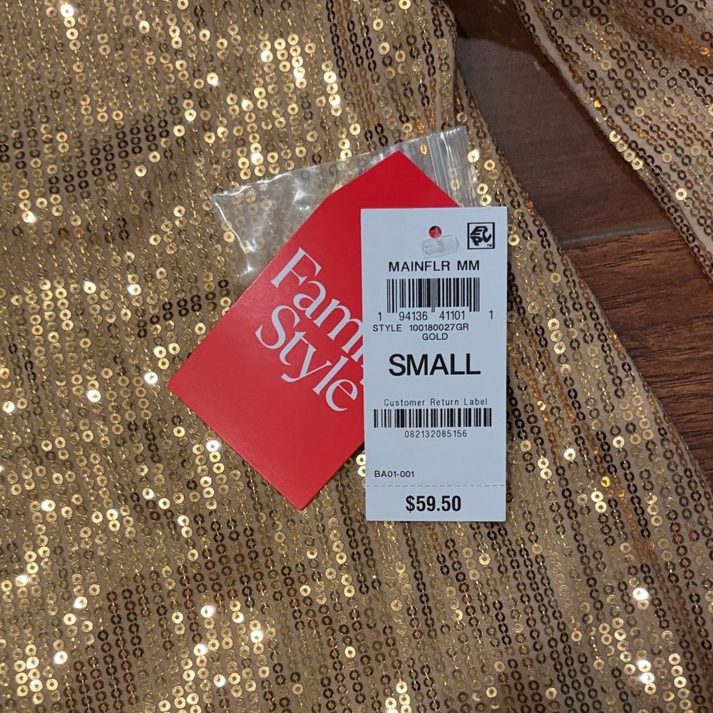 I.N.C. Gold Sequin Dress Girls 7/8 Long Sleeve Holiday Party Shift - Picture 4 of 10